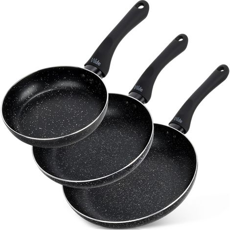 Schwarzes Granit-Bratpfannenset 16 / 20 / 24 cm 3-teilig. (1/5)