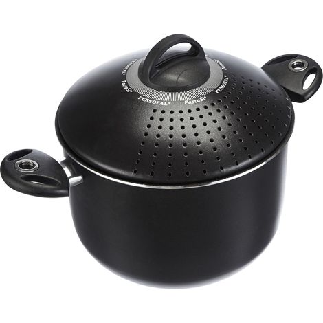 Pensofal, Pentola per pasta, Serie BioStone®, Pastasi, Alluminio con rivestimento antiaderente, Diametro 24 cm, 7L, Maniglie In Bakelite, Adatta All'Induzione, Effetto Pietra, Nero (1/5)