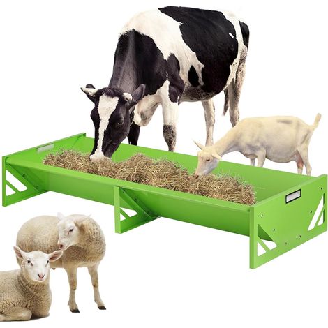 Mangeoire Pour Bétail 1385024cm Grande Capacité Mangeoire à Foin Cheval Métal Distributeurs de Nourriture pour Chevaux Moutons Chevaux Fermes Hangars (Vert) (1/5)