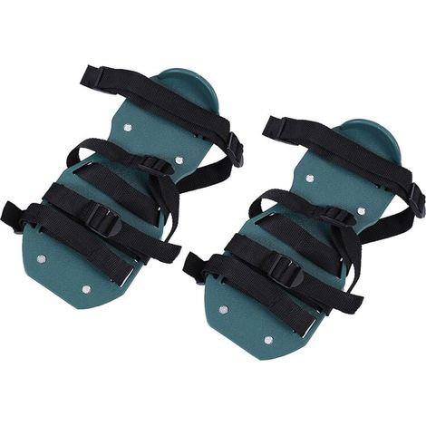 1 paire de sandales d'aérateur de pelouse chaussures à pointes d'herbe robustes avec outil de jardin à boucle (4 sangles) (1/4)