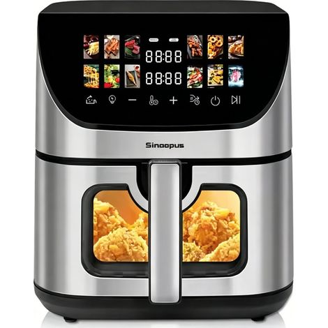 Friteuse à air chaud 8,5 L – Friteuse sans huile avec commande tactile LED, fenêtre de visualisation, appareil intelligent grande capacité pour famille