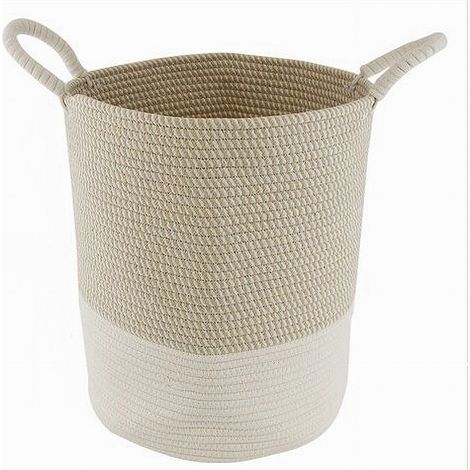 TRADE SHOP - Cesto Porta Biancheria Oggetti In Corda Intrecciata Con Manici 35 X 40 Cm 10678 - (1/2)
