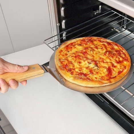Pelle À Pizza - 25 5 Cm - Manche Bois 22 Cm - Plateau Acier Inoxydable - Pour Pizza Crêpe Tarte - 1 Pièce (1/5)