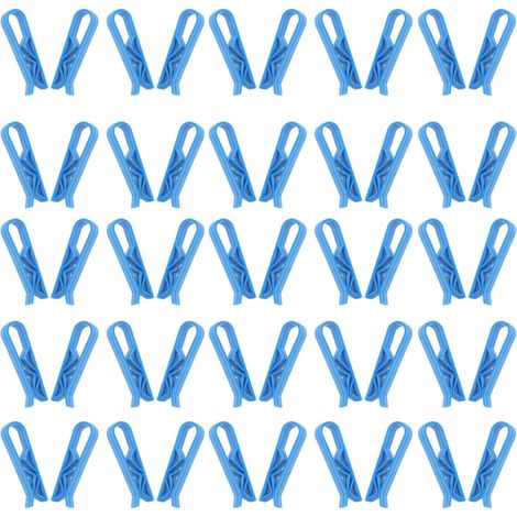 Pinces à sacs poubelle en plastique bleu, structure simple, 50 (1/5)