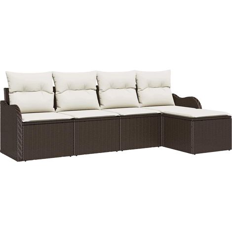 Maison Exclusive - Gartensofa-set 5 pcs Braun Poly-Rattan