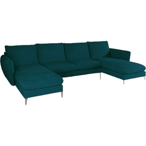 Canapé D'angle Panoramique Luni Pieds Chrome Turquoise