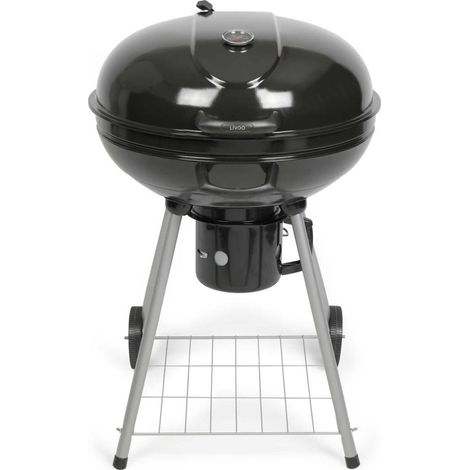 Barbecue charbon 55cm noir pour 6/8 personnes – Acier émaillé – Clapet d'aération et bac récupérateur de cendres – DOC270 – Livoo (1/10)