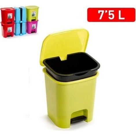 Trade Shop - Pattumiera Plastica A Pedale 7 Litri Bidone Cestino Spazzatura Differenziata -