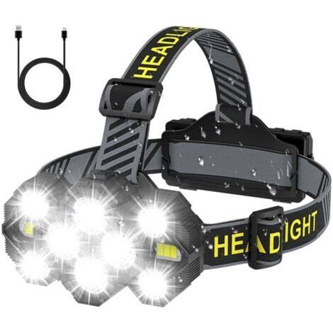 Hands-Free Rechargeable Headlamp 10 LED 22,000 Lumens 10 LED Modes LED Headlight IPX4 Waterproof 90° Adjustable for Camping, Cycling, Night Activities Black [Energy Class A+] XXW (1/4)