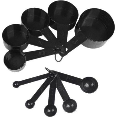 Kit de 10 tasses, gobelets et cuillères doseuses noires en PP pour la pâtisserie (1/5)