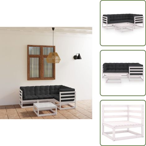 5-tlg. Garten-Lounge-Set mit Kissen Kiefer Massivholz - Garten Lounge Set - Kiefernholzmöbel - Outdoor Möbel - Gartenmöbel - Loungemöbel (1/5)