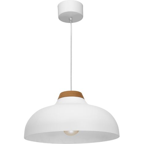 Suspension Burgos blanc bois clair Ø40 E27 Luminex