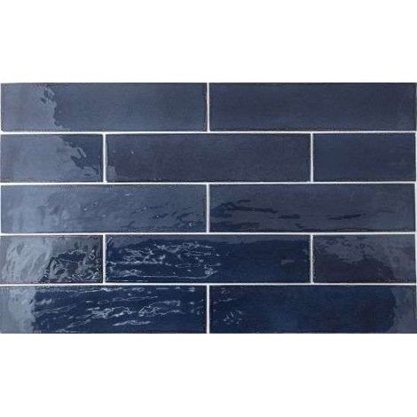 Eiffel Art Construction – Carrelage mur effet zellige bleu brillant 6x24,6 cm – Grès cérame – Finition brillante avec bords usés – Palette de 10 couleurs naturelles
