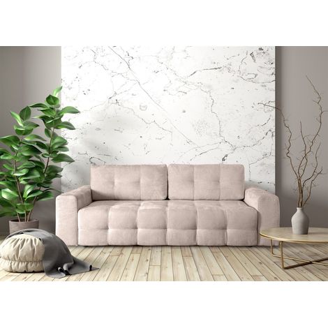 Schlafsofa Designersofa Sofa 3-Sitzer ARIELLE in Stoff Perfect Harmony Altweiß (1/5)