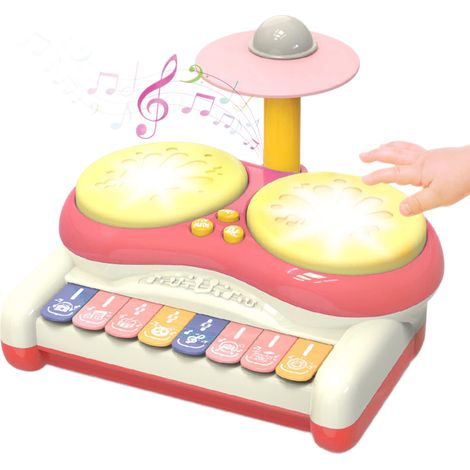Instrument de percussion lumineux multifonction pour enfants - Développement rythmique et coordination, bords arrondis sécurisés, rose (1/5)