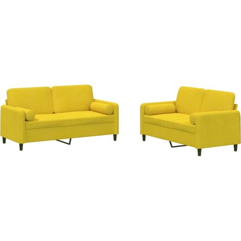 vidaXL Set di Divani 2 pz con Cuscini Giallo in Velluto (1/5)