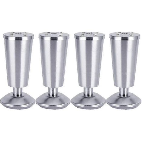 Ensemble de 4 pieds de meubles en acier inoxydable épais, pieds de meuble réglables en forme de coupe, pieds de canapé, 150 mm (1/5)