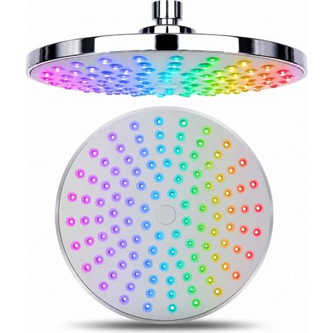 Soffione Doccia LED Cromoterapia 7 Colori RGB Rotondo 20 cm Multicolore 79906