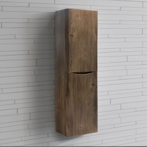 1400mm LH Grey Oak Effect Tall Cupboard Storage Cabinet Bathroom (1/5)