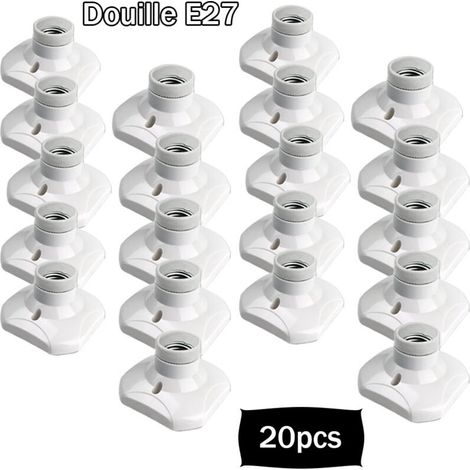 Lot de 20 douilles à vis E27 pour plafonnier, douille pour éclairage de garage E27, courant 220-240 V, douille pour ampoule LED, douille pour plafonnier E27, douille pour applique murale en plastique,