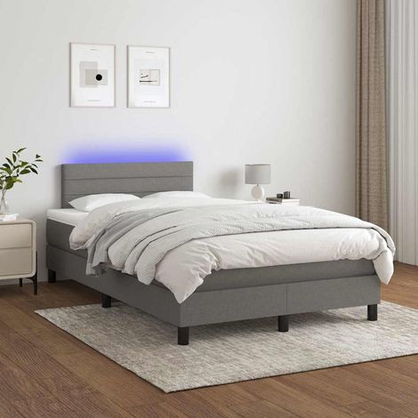vidaXL Sommier à lattes de lit et matelas et LED Gris foncé 120x200 cm (1/5)