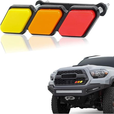 Insigne décoratif de calandre TRD tricolore, emblème de mise à niveau, universel et compatible avec Toyota 4Runner, Tacoma, Tundra et autres calandres à mailles ou à fentes (rouge) (1/5)