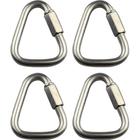 DOLASO 4er-Pack 10-mm-Dreiecksgliederkette aus Edelstahl zum Klettern, Schnellverschluss-Kletterkarabiner, federbelasteter Karabiner, Schraubverschluss-Schnalle (1/5)