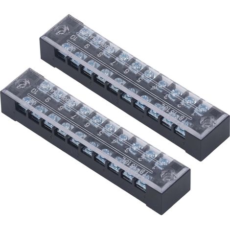 Satz aus 2 dicken Messing-Klemmenblöcken für Schütze, fester Hochstrom-Klemmenblock 15 A 600 V, 10-polig (1/5)