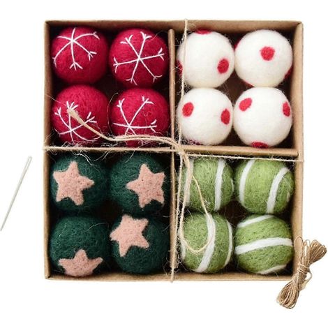 16-teiliges Set Weihnachtskugel-Ornamente, leichte DIY-Weihnachtsbaumkugeln zum Aufhängen für Büro, Fest und Verlobung-Red Green and White (1/5)