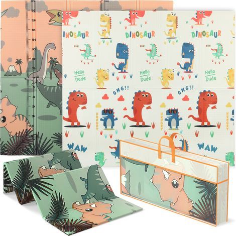 Tapis d'éveil pour bébé 196 x 176 x 1,5 cm, pliable, double face, multicolore (1/5)