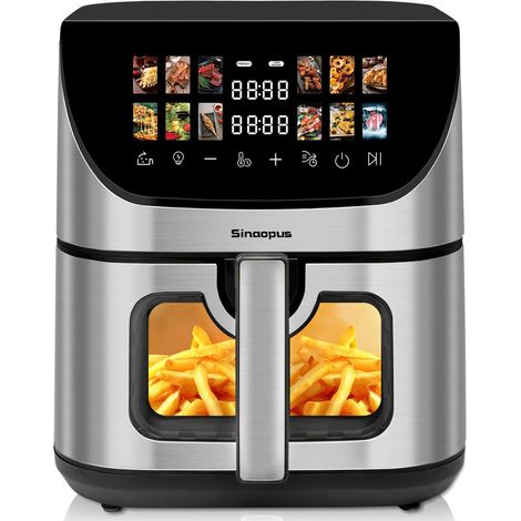 Air fryer 8,5L 1800W XXL sans huile, friteuse intelligente avec écran tactile LED, four à air chaud, 12 modes de cuisson, fenêtre de visualisation et contrôle de température