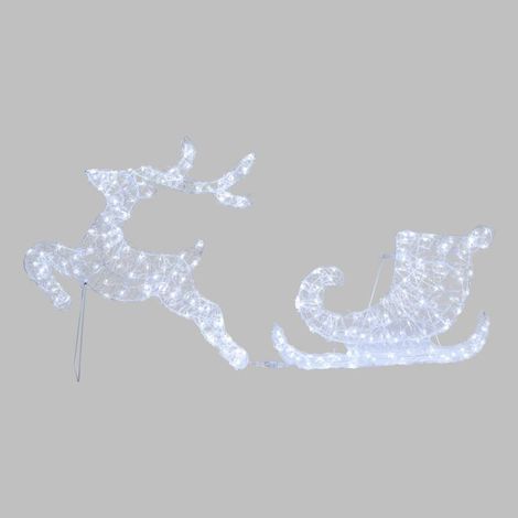 Renne au Galop H65cm avec Traîneau 2D Acrylique 220 leds blanc froid Lotti (1/5)