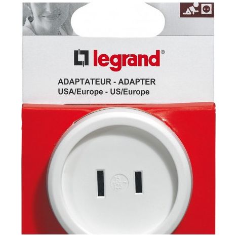 Legrand 050385 Adapter 2P 6A 230V für amerikanischen Standardstecker auf französische Standardsteckdose