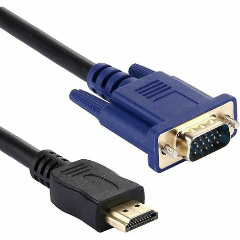 Câble vidéo HDMI mâle vers VGA mâle 1,8 m 15 broches (noir) (1/4)