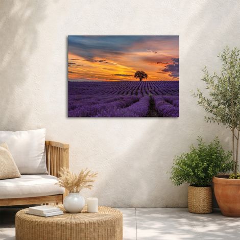 Tableau de jardin Champs de lavande 70 x 50cm Violet, orange (1/5)