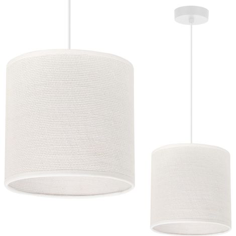 LÁMPARA COLGANTE DE YUTE BLANCO 1 PANTALLA PLANA BLANCA 15CM E27 (1/5)