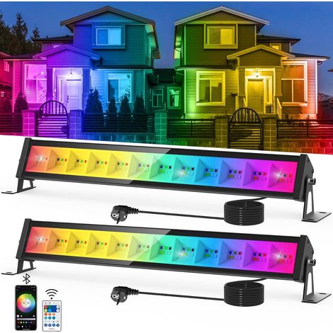 Projecteur LED RGB Extérieur 50W - Lot de 2 - Étanche IP65 - Contrôle Bluetooth et Télécommande - Pour Jardin et Fête (1/5)