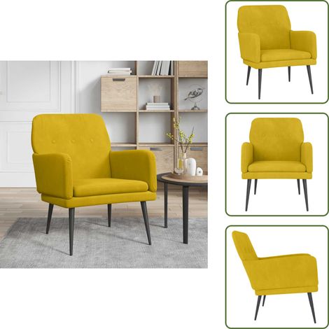 The Living Store Poltrona Gialla 62x79x79 cm Velluto - Poltrona gialla