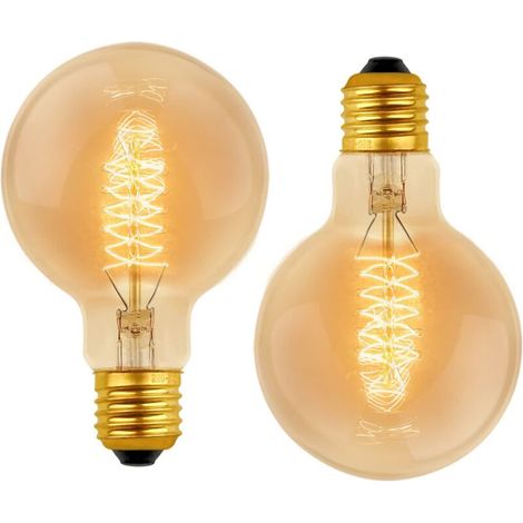 G80, dimmbar, 40 W, warmweiß, 2700 K, AC 220 V, Retro-Dekorationsglühlampen, E27-Spiral-Wolfram-Glühlampe (2 Stück), NPTERBL