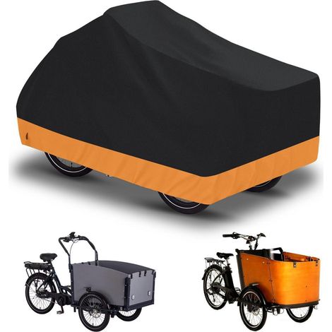 Lastenrad Abdeckung wasserdicht 225x105x110cm 600D Oxford Fahrradgarage Orange Schwarz (1/5)