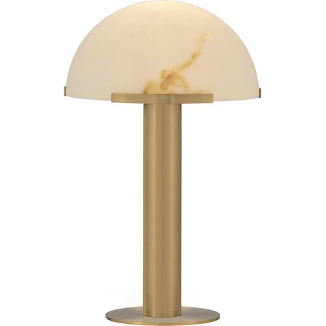 Lampe de table dorée en métal et albâtre - doré et blanc (1/4)