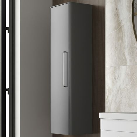 Hudson Reed Solar Wall Hung Tall Storage Unit 350mm Wide - Cool Grey (1/4)
