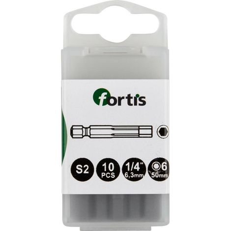 Bit zähhart 1/4" DIN3126 E6,3 Innensechskant 6x50mm 10er Pack FORTIS (1/4)