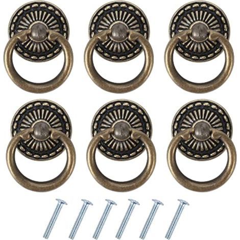 6 Stück Vintage-Möbelgriffe, antike Schubladengriffe, Türgriffe aus Bronze für Möbel, Kleiderschränke, Kommoden und Schranktüren (1/4)