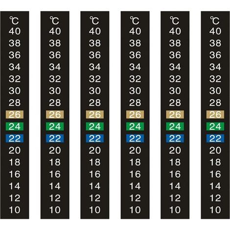 (10 à 40 °C)Lot de 6 autocollants de température de l'eau, à induction, thermomètre numérique d'aquarium, convient pour la position des tortues, reptiles et poissons d'ornemen (1/5)
