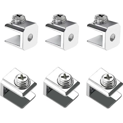 16 Stück Glasklemme, verstellbarer Glashalter, Glasstützklemme aus Zinklegierung, Befestigungsclip für 3–8 mm dickes Glas, mit Schrauben (1/4)