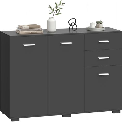 HOMCOM Modern Sideboard Kitchen Storage Cabinet, Black