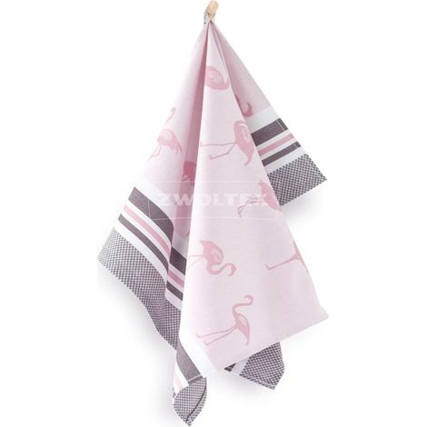 Torchon de cuisine en coton égyptien 50x70 cm, motif flamant rose (1/2)