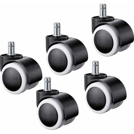 5pcs Roulette pour Chaise de Bureau,Roulettes pour Sols Durs Universelles Remplacement Roulette Fauteuil Bureau pour Siège de Bureau, Sols Stratifiés, Parquets, Carrelages 11X22mm (1/4)
