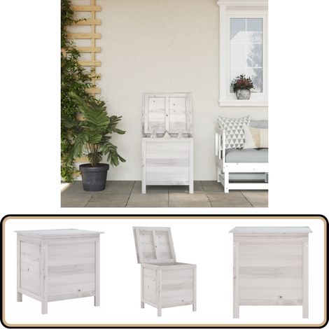 Gartentruhe Weiß 50x49x56,5 cm Massivholz Tanne - Holz Gartenbox - Tannenunterteil - Gartenaufbewahrung - Gartenkisten - Gartenmöbel